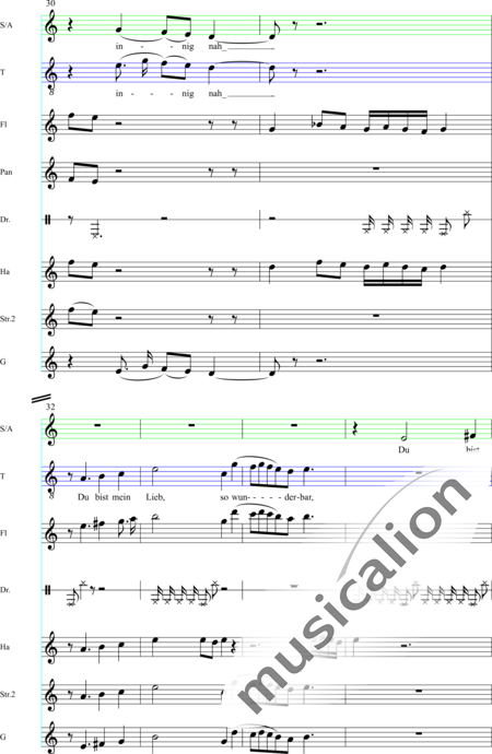 von Dehn, Gunda: Nie warst du mir so innig nah - Chor>SAT+Fl2+Pos+Px+Hf+|aI+Vl+Sy:5