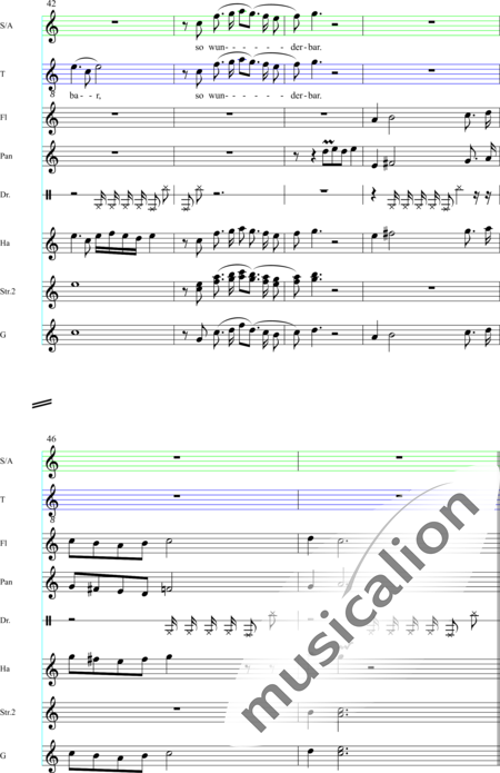 von Dehn, Gunda: Nie warst du mir so innig nah - Chor>SAT+Fl2+Pos+Px+Hf+|aI+Vl+Sy:7