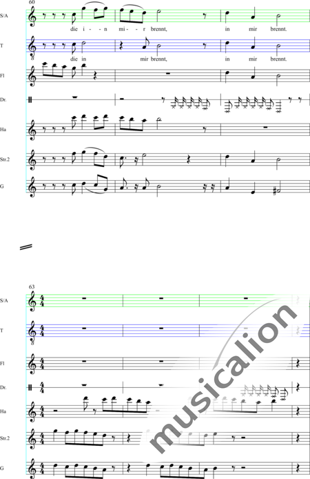 von Dehn, Gunda: Nie warst du mir so innig nah - Chor>SAT+Fl2+Pos+Px+Hf+|aI+Vl+Sy:10