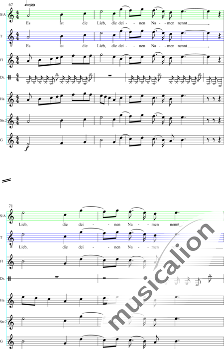 von Dehn, Gunda: Nie warst du mir so innig nah - Chor>SAT+Fl2+Pos+Px+Hf+|aI+Vl+Sy:11