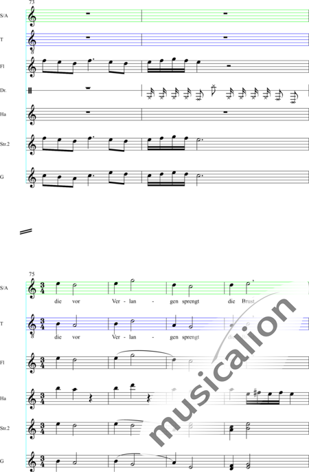 von Dehn, Gunda: Nie warst du mir so innig nah - Chor>SAT+Fl2+Pos+Px+Hf+|aI+Vl+Sy:12