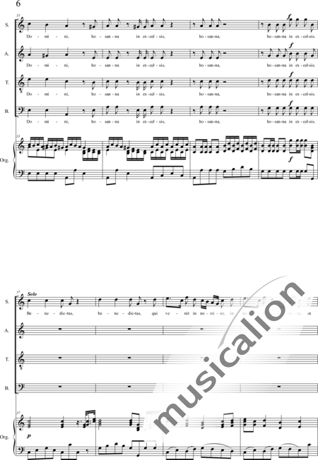 Fischer, Matthäus: Missa I-organ score, 5th movement: Benedictus (Mass) - Solo>sop+Coro>SATB+Órgano:6
