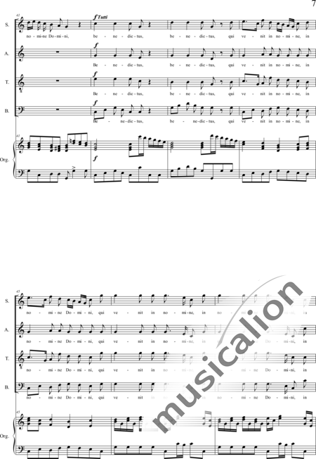 Fischer, Matthäus: Missa I-organ score, 5th movement: Benedictus (Mass) - Solo>sop+Coro>SATB+Órgano:7