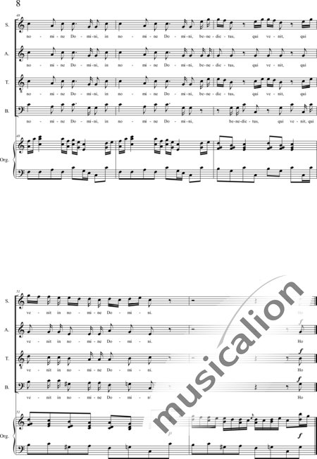 Fischer, Matthäus: Missa I-organ score, 5th movement: Benedictus (Mass) - Solo>sop+Coro>SATB+Órgano:8
