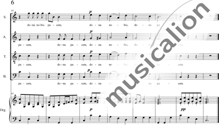 Fischer, Matthäus: Missa I-organ score, 6th movement: Agnus Dei (Mass) - Solo>sop/alto/bajo+Coro>SATB+Órgano:6