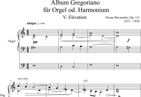 Ravanello, Oreste: Album Gregoriano V. Elevation - Orgel>mPed:0