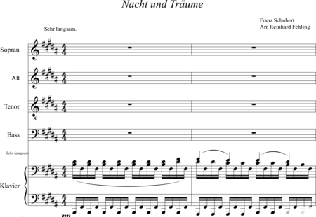 Schubert, Franz (Peter): Nacht und Träume (Night and Dreams) Arrangement - Choir>SATB+Piano:0