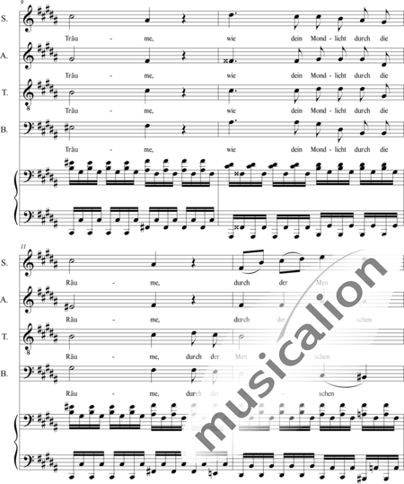 Schubert, Franz (Peter): Nacht und Träume (Night and Dreams) Arrangement - Choir>SATB+Piano:3