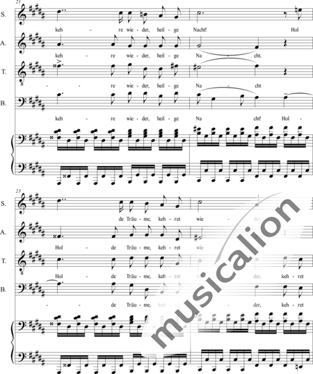 Schubert, Franz (Peter): Nacht und Träume (Night and Dreams) Arrangement - Choir>SATB+Piano:6
