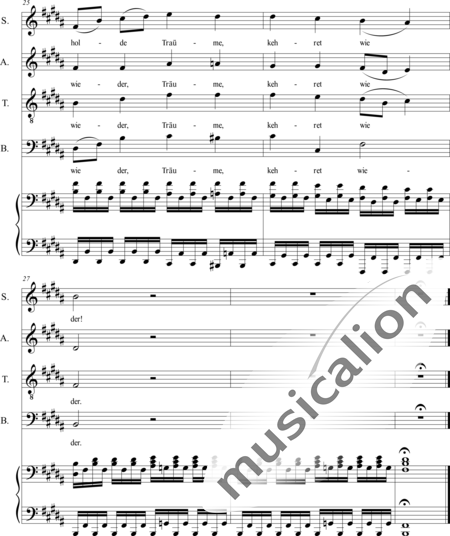 Schubert, Franz (Peter): Nacht und Träume (Night and Dreams) Arrangement - Choir>SATB+Piano:7