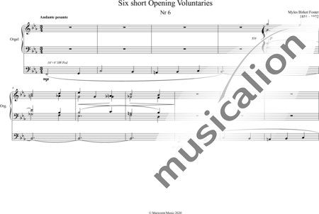 Foster, Myles Birket: Sechs kleine Eröffnungsvorspiele, Nr. 6 Andante Es-Dur - Orgel>mPed:0