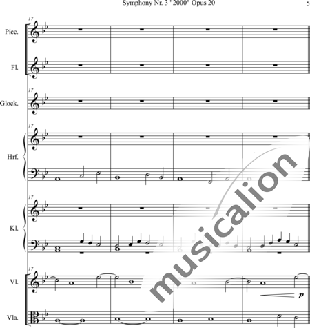 Mücher, Alwin: Symphony No. 3 "2000" - Glockenspiel+[Vl6+Vla6]+Fl2+Pno+Arp:5