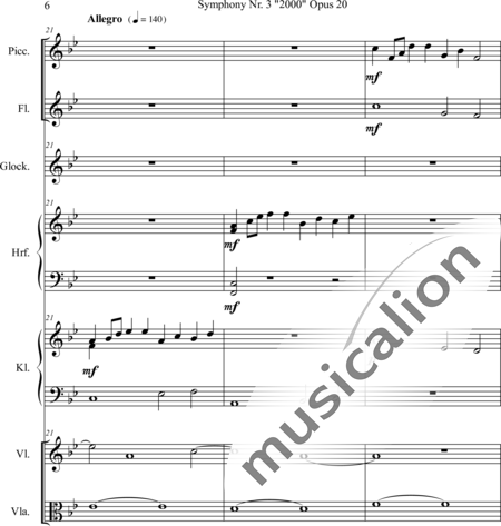 Mücher, Alwin: Symphony No. 3 "2000" - Glockenspiel+[Vl6+Vla6]+Fl2+Pno+Arp:6