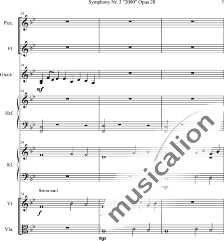 Mücher, Alwin: Symphony No. 3 "2000" - Glockenspiel+[Vl6+Vla6]+Fl2+Pno+Arp:7
