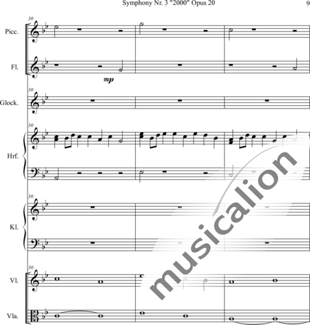 Mücher, Alwin: Symphony No. 3 "2000" - Glockenspiel+[Vl6+Vla6]+Fl2+Pno+Arp:9