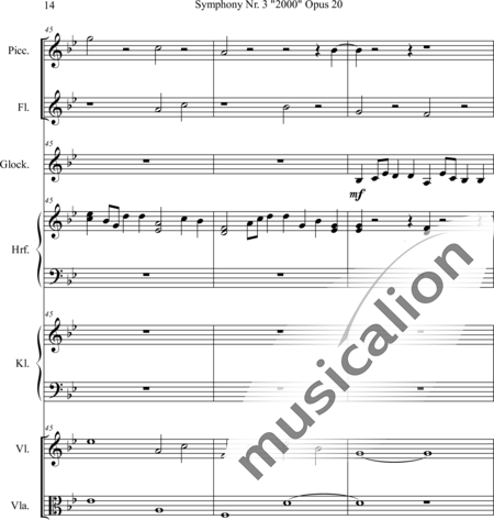 Mücher, Alwin: Symphony No. 3 "2000" - Glockenspiel+[Vl6+Vla6]+Fl2+Pno+Arp:14