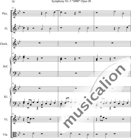 Mücher, Alwin: Symphony No. 3 "2000" - Glockenspiel+[Vl6+Vla6]+Fl2+Pno+Arp:16