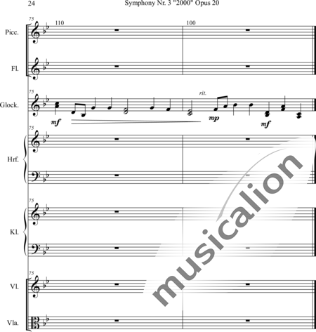 Mücher, Alwin: Symphony No. 3 "2000" - Glockenspiel+[Vl6+Vla6]+Fl2+Pno+Arp:24