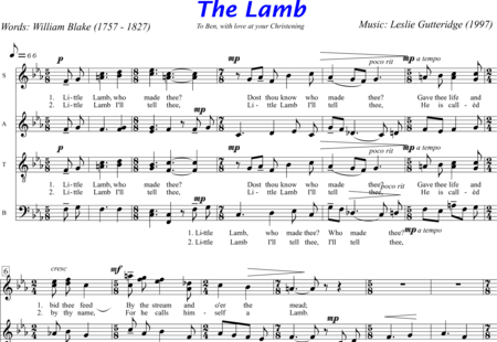 Gutteridge, Leslie: The Lamb - Coro>SSAATTBB:0