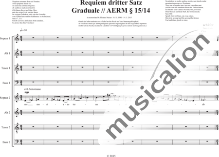 Schäfer, Martina: Requiem a capella, 3rd movement: Graduale (requiem aeternam) - Solo>sop/alt2/ten/bass+Choir>SATB/SATB:0