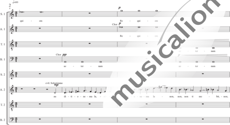 Schäfer, Martina: Requiem a capella, 3rd movement: Graduale (requiem aeternam) - Solo>sop/alt2/ten/bass+Choir>SATB/SATB:1