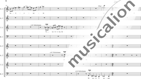Schäfer, Martina: Requiem a capella, 3rd movement: Graduale (requiem aeternam) - Solo>sop/alt2/ten/bass+Choir>SATB/SATB:7