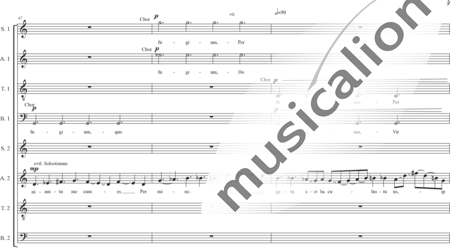 Schäfer, Martina: Requiem a capella, 3rd movement: Graduale (requiem aeternam) - Solo>sop/alt2/ten/bass+Choir>SATB/SATB:8