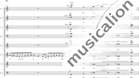 Schäfer, Martina: Requiem a capella, 3rd movement: Graduale (requiem aeternam) - Solo>sop/alt2/ten/bass+Choir>SATB/SATB:9