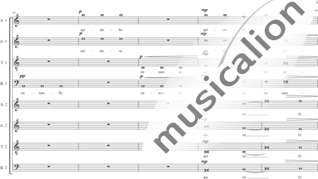 Schäfer, Martina: Requiem a capella, 3rd movement: Graduale (requiem aeternam) - Solo>sop/alt2/ten/bass+Choir>SATB/SATB:12