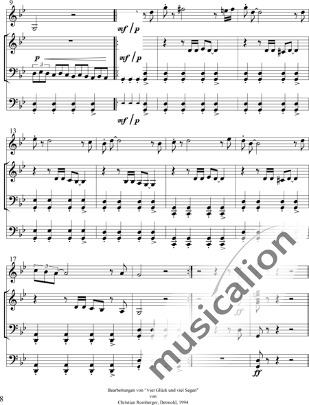 Viel Glück Und Viel Segen Noten Viel Glück und viel Segen (Bearbeitungen für Klaviertrio) - Christian