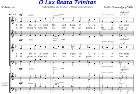 Gutteridge, Leslie: O Lux Beata Trinitas - Coro>SATB+Órgano:0