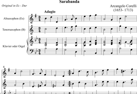 Corelli, Arcangelo: Sarabanda - Saxophon B+Saxophon Es+Kl:0