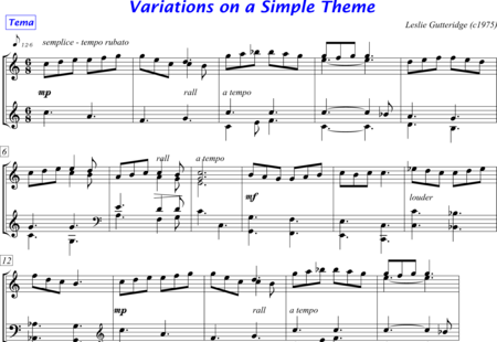 Gutteridge, Leslie: Variations on a Simple Theme - Klavier:0