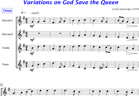 Gutteridge, Leslie: Variations on God Save the Queen - Flauta dulce 4:0