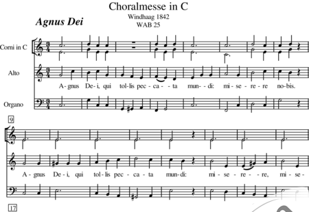 Bruckner, Anton: Choral Mass in C Major, 6th Agnus Dei - Solo>ten+Organ+Hn2:0