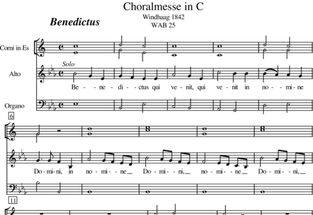 Bruckner, Anton: Choral Mass in C Major, 5th Benedictus - Solo>ten+Organ+Hn2:0