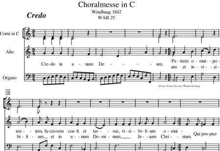 Bruckner, Anton: Choral Mass in C Major, 3rd Credo - Solo>ten+Organ+Hn2:0