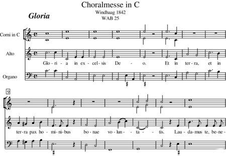 Bruckner, Anton: Choral Mass in C Major, 2nd Gloria - Solo>ten+Organ+Hn2:0