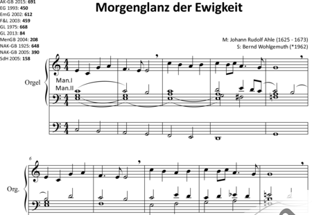 Ahle, Johann Rudolf
: Brillo de la eternidad - Órgano>cPed:0