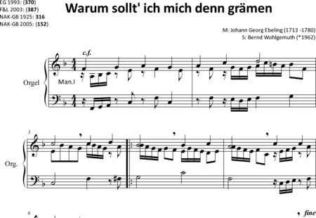 Ebeling, Johann Georg: Why should sorrow ever grieve me, Part 2: Trio - Organ>wped:0