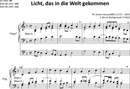Bäßler, J.G.: Licht, das in die Welt gekommen (1) - Orgel>mPed:0