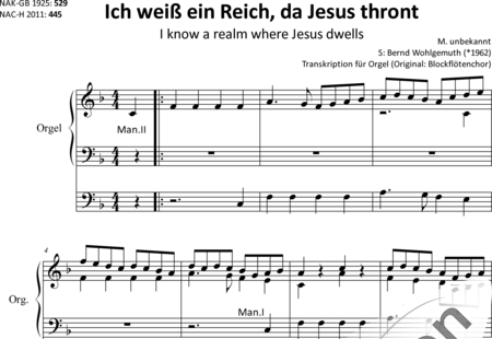 Anónimo, desconocido: I know a realm where Jesus dwells, Part 3: Fugato - Órgano>cPed:0