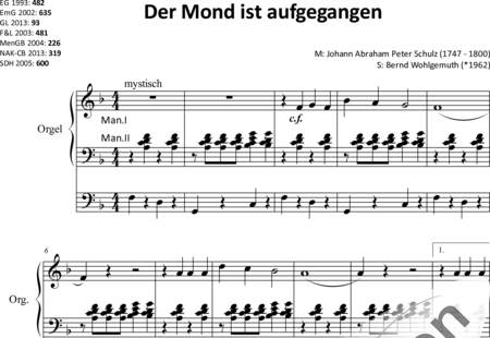 Schulz, Johann Abraham Peter: La luna ha salido - Órgano>cPed:0