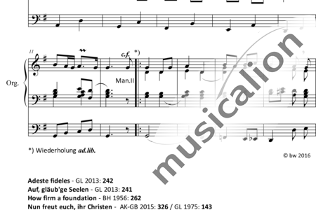 Reading, John (II): Herbei, o ihr Gläub'gen / Nun freut euch, ihr Christen - Adeste fideles (1) - Orgel>mPed:1