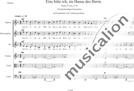 Schäfer, Martina: Psalm 27 (One thing that I desire is that I may dwell in the house of the Lord) - Choir>SSA+[Vln+Vla+Vlc]:0