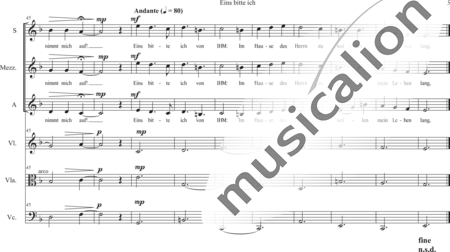 Schäfer, Martina: Psalm 27 (One thing that I desire is that I may dwell in the house of the Lord) - Choir>SSA+[Vln+Vla+Vlc]:4