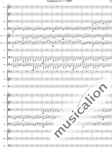 Mücher, Alwin: Symphonie Nr. 3 "2000", 5. Satz: "Es ist so weit!" - Orgel+Vibraphon+[HnF4+Pos3]+[Fl3]+[Vl2]+[Fg2]+[Px2]+[Tb2]+[Vla+Vc+Kb]+[Pk]+|aI:25