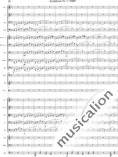 Mücher, Alwin: Symphonie Nr. 3 "2000", 5. Satz: "Es ist so weit!" - Orgel+Vibraphon+[HnF4+Pos3]+[Fl3]+[Vl2]+[Fg2]+[Px2]+[Tb2]+[Vla+Vc+Kb]+[Pk]+|aI:26