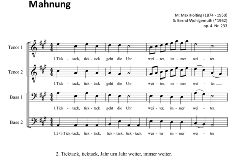 Hölting, Max: Mahnung (TTBB) - Chor>TTBB:0