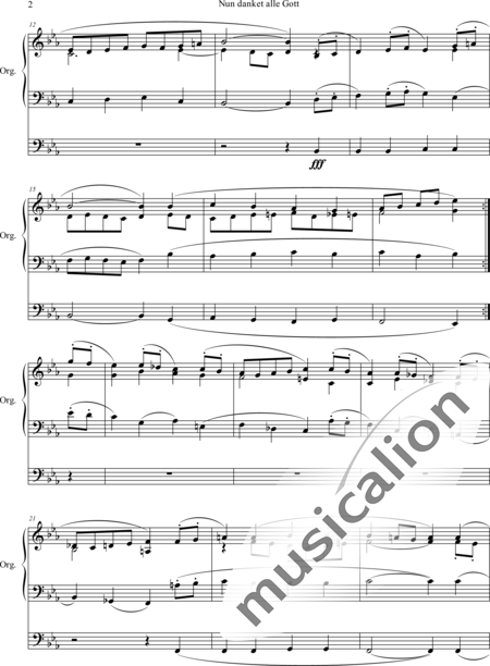 Leupold, Anton Wilhelm: Now all thank God (Transposed into the key of modern hymn books) - Órgano>cPed:2